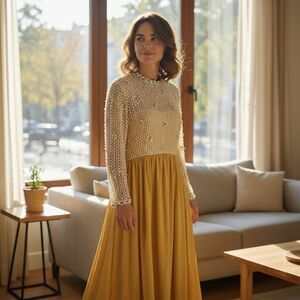 Vintage Victoria Royal LTD Yellow Silk & Organza Gown | 1950s-1960s
